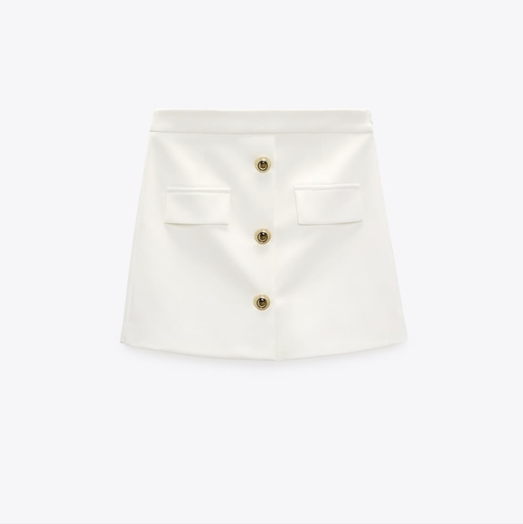 Gold Button Skort Zara White S - Picture 6 of 16